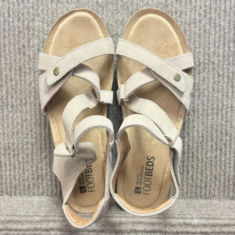 White Mountain Women’s Fair Suede Ankle Wedge Sandal Size 8.5